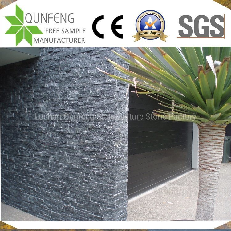 Fachada De Piedra China Black Culture Stone Quartzite Wall Tiles