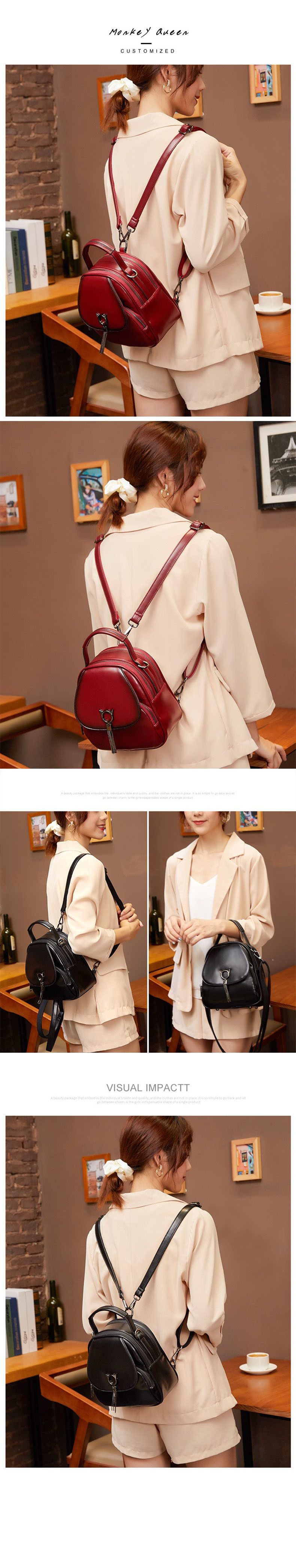 Fashion Mini Cowhide Leather Multi-Purpose Leather Female Backpack