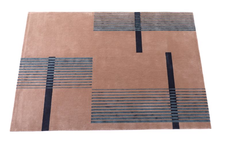 Blue Line and Brown Floor Carpet Acrylic Rugs Home Rug