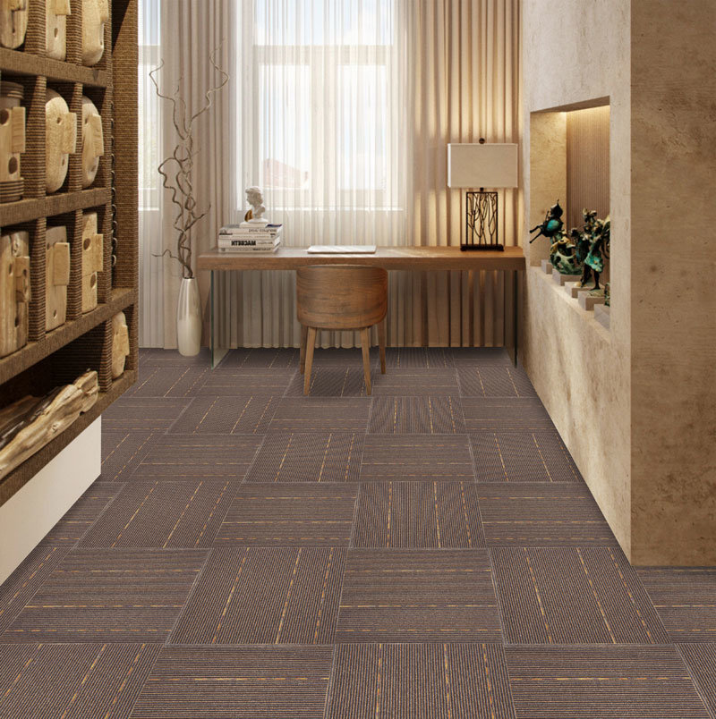 Commercial Stripe Carpet Tiles 50X50cm Office Carpet Hotel Carpet Tiles Modular Carpet PP Surface PVC Backing