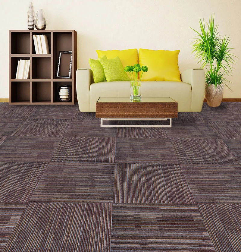 Striped Commercial Carpet Tiles Office Hotel Carpet Stripe Carpet Tiles 50X50cm PP Surface Bitumen Backing Flooring Carpet Removable Carpet