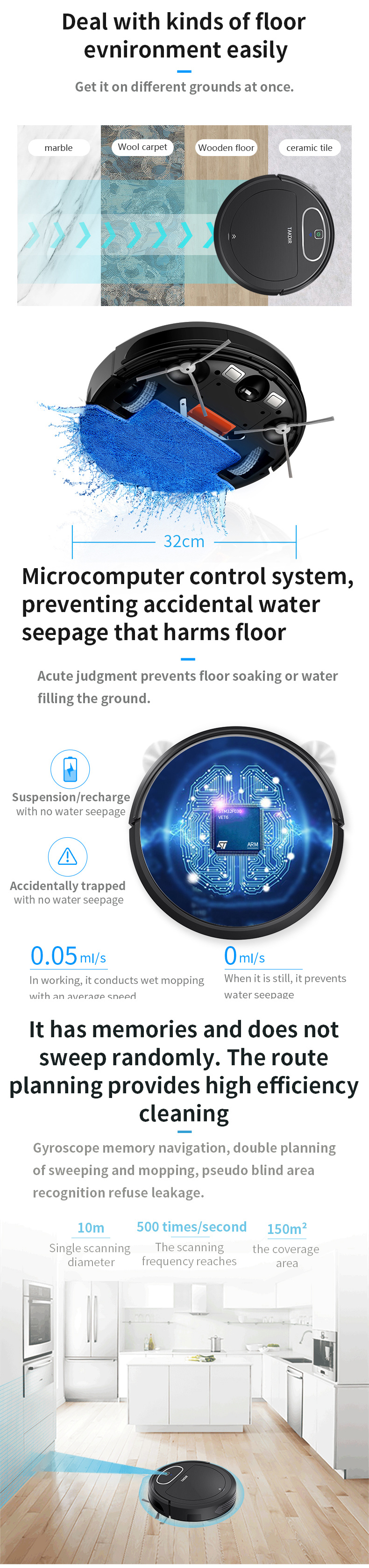 Robot Vacuum Cleaner, Wi-Fi Connected, 2 Boundary Strips, Cleans for Carpets and Pet Hair, Voice Control, Compatible with Alexa and Google Home