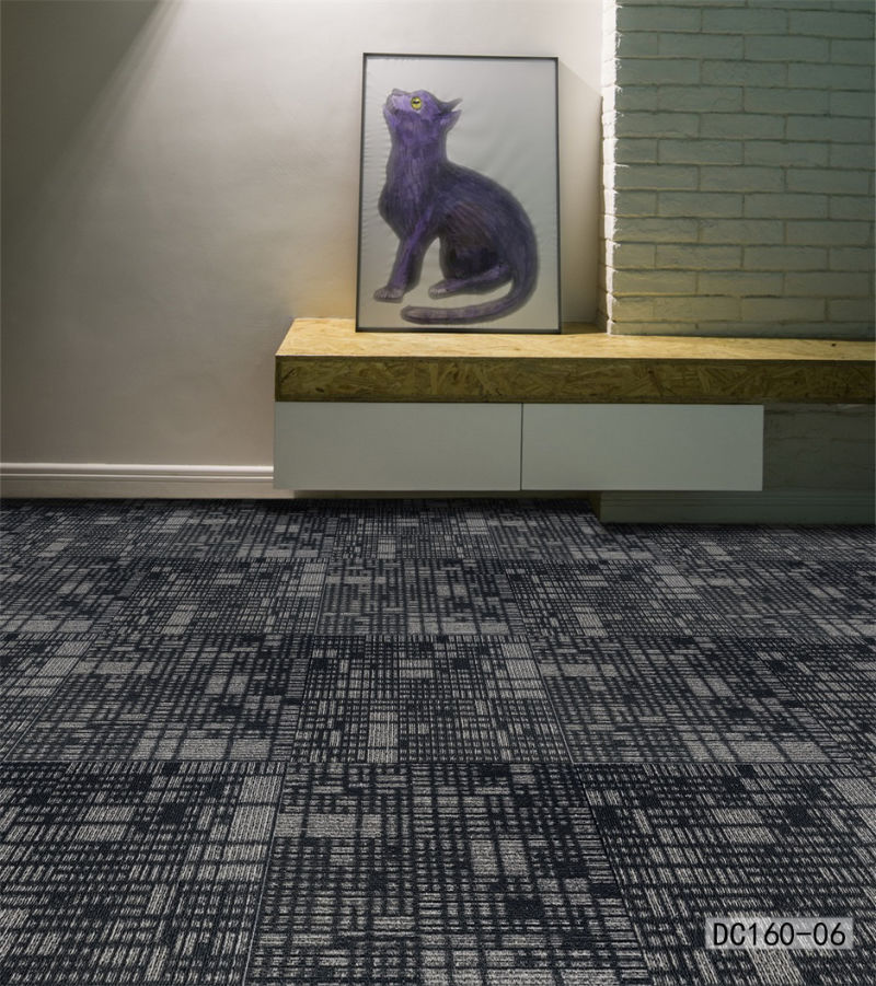DC160 Movable Modular Soundproof Commercial Carpet Office Carpet Home Hotel Carpet Tiles PP Surface Thick Non-Woven Backing Adhisive Carpet