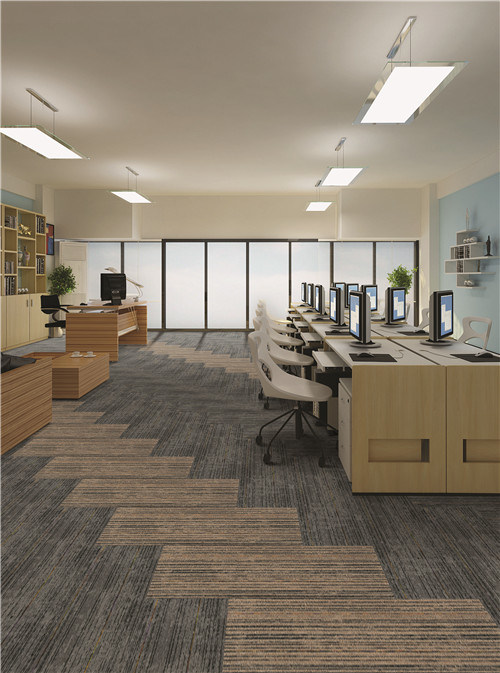 Tufted Rectangle Modular Carpet Tiles 100X33.33cm Commercial Office Hotel Home Carpet PP Surface Bitument Backing