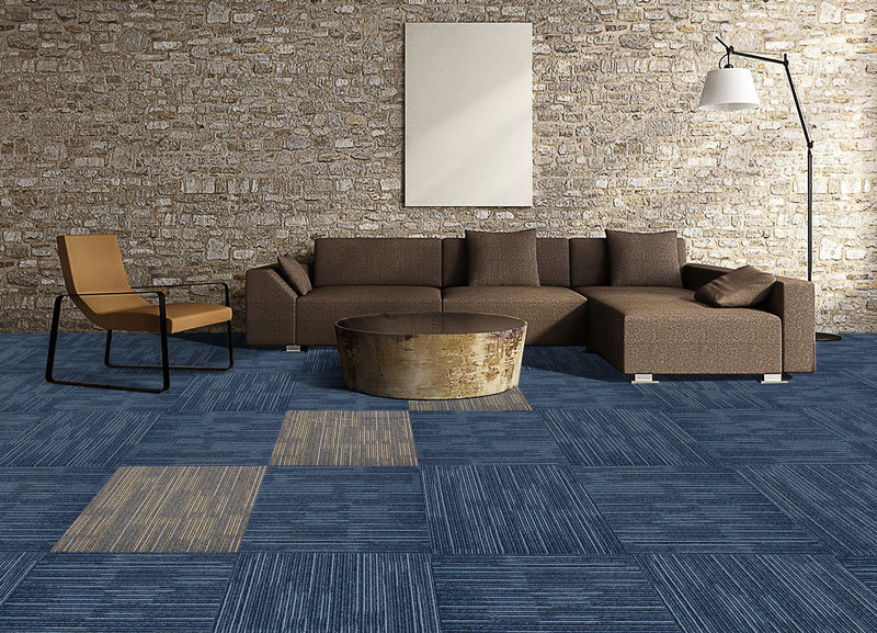 Striped Commercial Carpet Tiles Office Hotel Carpet Stripe Carpet Tiles 50X50cm PP Surface Bitumen Backing Flooring Carpet
