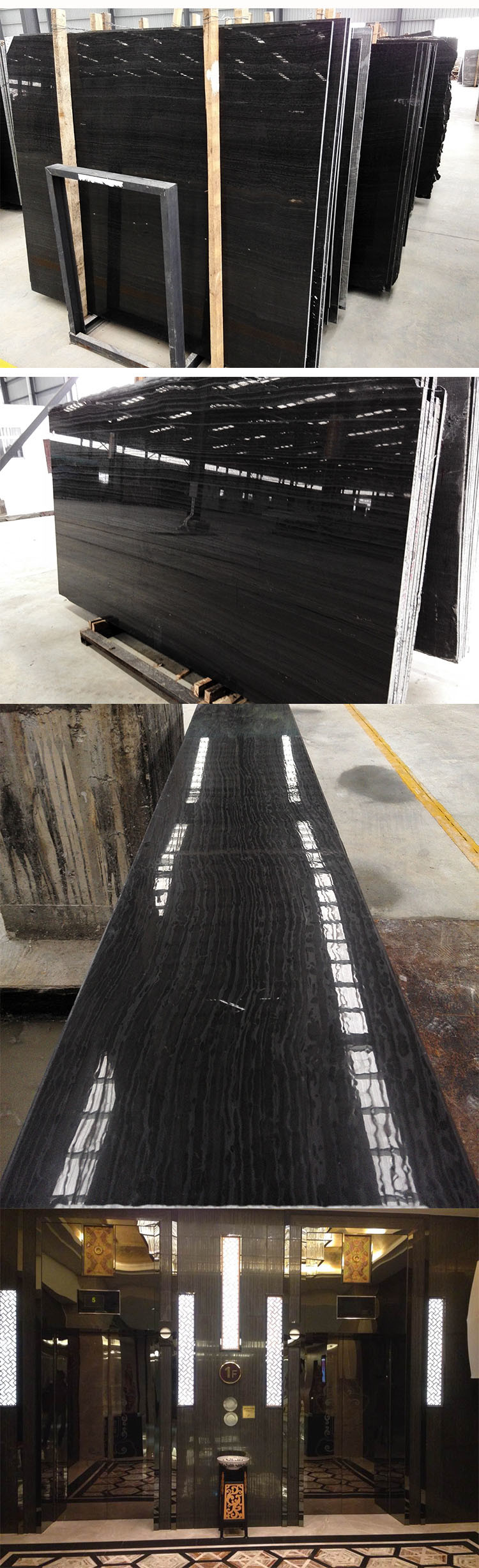 Cheap Price Black Wooden Marble Tiles & Slabs