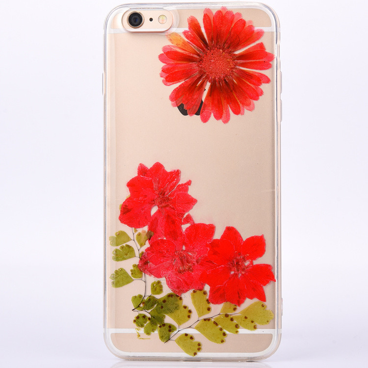 Handmade Real Dried Pressed Flower Crystal Clear TPU Phone Case