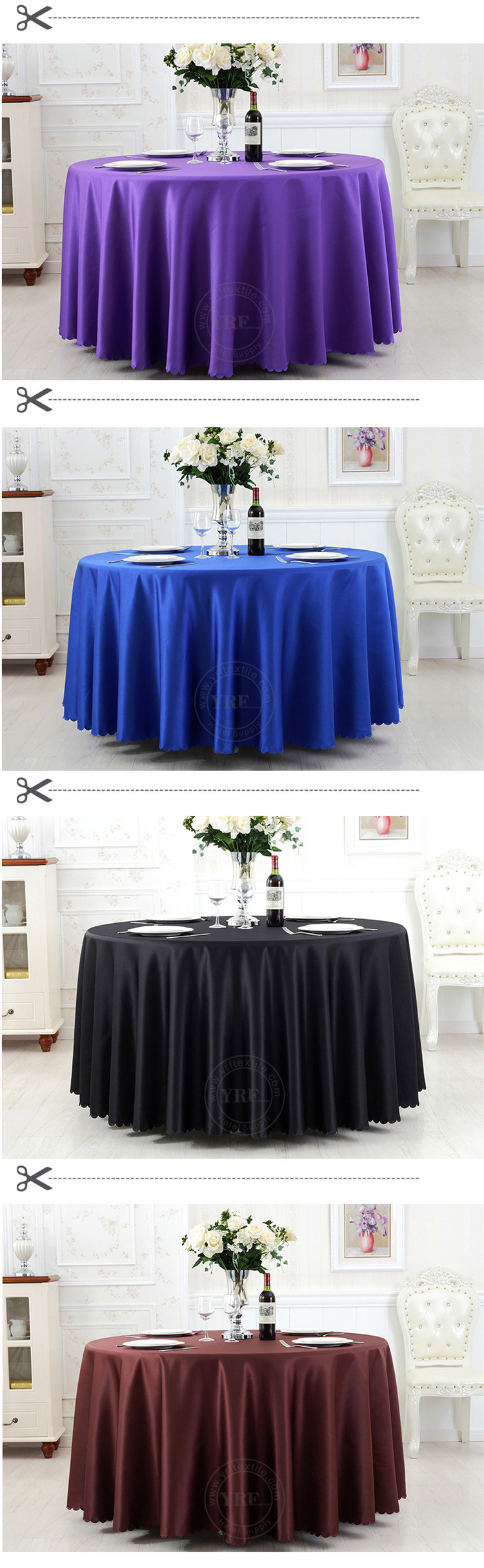 108' Round Purple Embroidery Shiny Table Cloth for Wedding