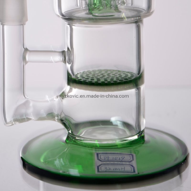 Green Musharoom Green Honeycomb and Green Bottom Glass Water Pipe