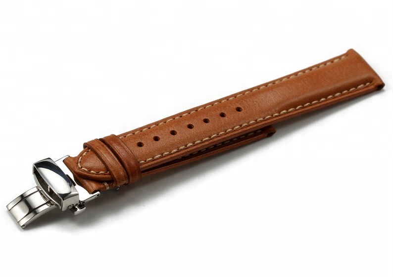 High Quality First Layer Cowhide Butterfly Clasp Watch Band