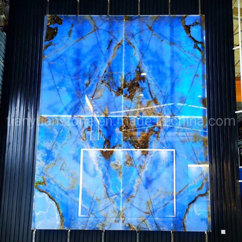 Natural Blue Onyx Marble Slab for Wall Tiles, Flooring Tiles, Stairs