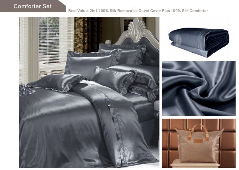 Luxury Silk Comforter Filled with All Natural Long Strand Mulberry Silk, Silk Duvet for All Season, Silk Quilt