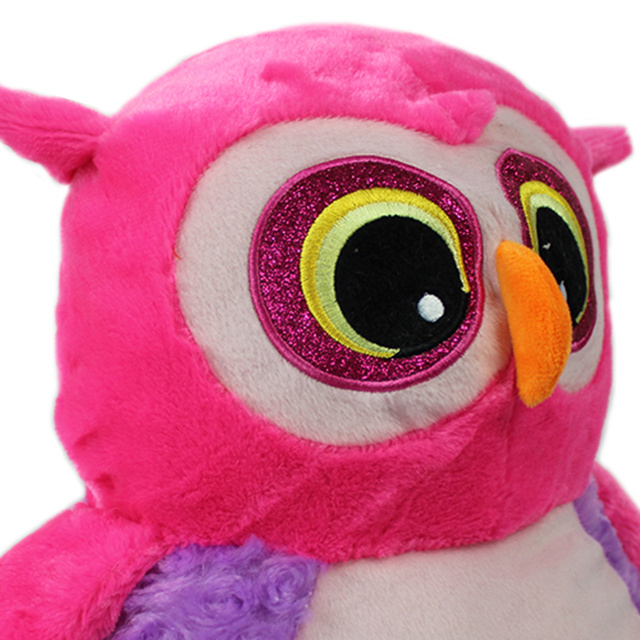 OEM Furry Pink PV Plush Owl Plush Toy