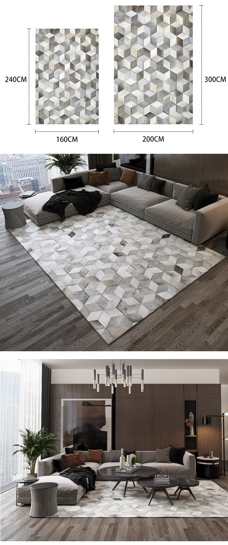 Luxury Cowhide Patchwork Leather Carpet Rug Leather Carpets Rugs for Home