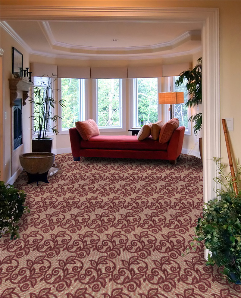 Flower Pattern Jacquard PP Nylon Wall to Wall Carpet Roll Commercial Hotel Home Office Carpet Roll Bedroom Carpet