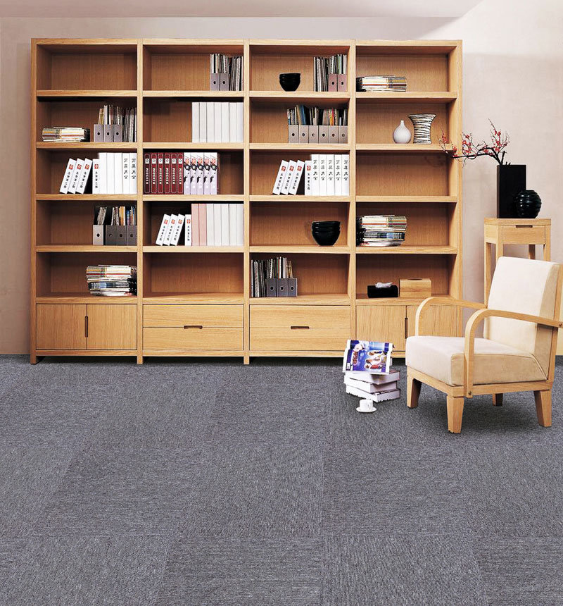 Shareeco-Friendly PP Plain Color Carpet Tiles 50X5cm PP Surface PVC Backing for Commercial Office Use