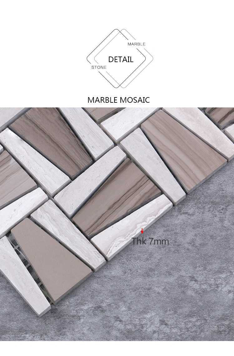 White Grey Mosaic Perlino Bianco Wooden Grey Marble Mosaic Tile Marble Mosaic 24X24 Tiles