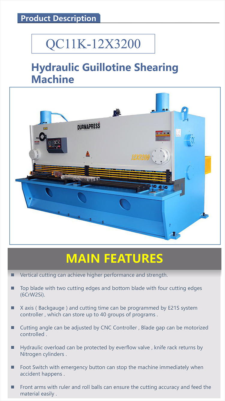 QC11y 12X3200 Hydraulic Swing Beam Shearing Machine/Sheet Metal Shearing Machine/Metal Cutter