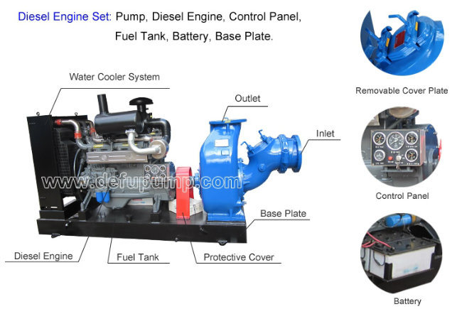 Heavy Duty Solids-Handling Diesel Engine Self Priming Pump
