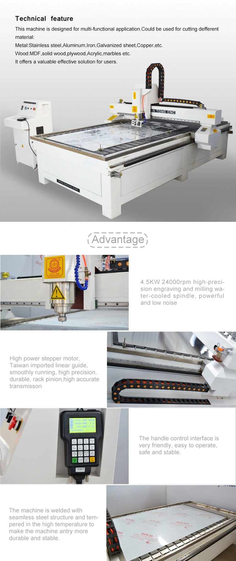 Byt Multi Bmg-1325m 3D CNC Router Machine Price for Woodworking Advertisement Sign Metal Engraver Cutting