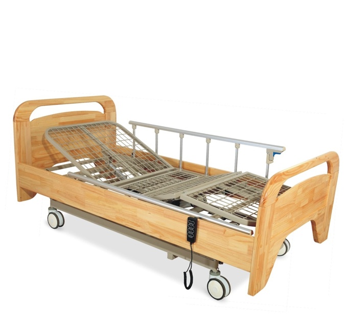 Linak Actuator System Wooden Steel Hospital Bed for Home Use