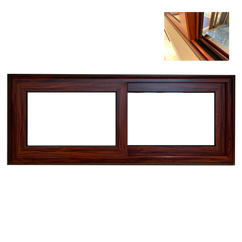 Wooden Color Aluminium Kitchen Sliding Window with Small Size