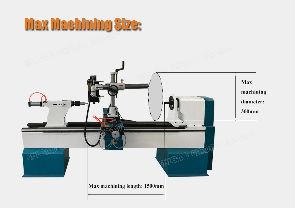 Wood Lathing, Grooving, 3D Engraving, Flat Engraving 1530 CNC Wood Turning Lathe Machine, Wood Lathe