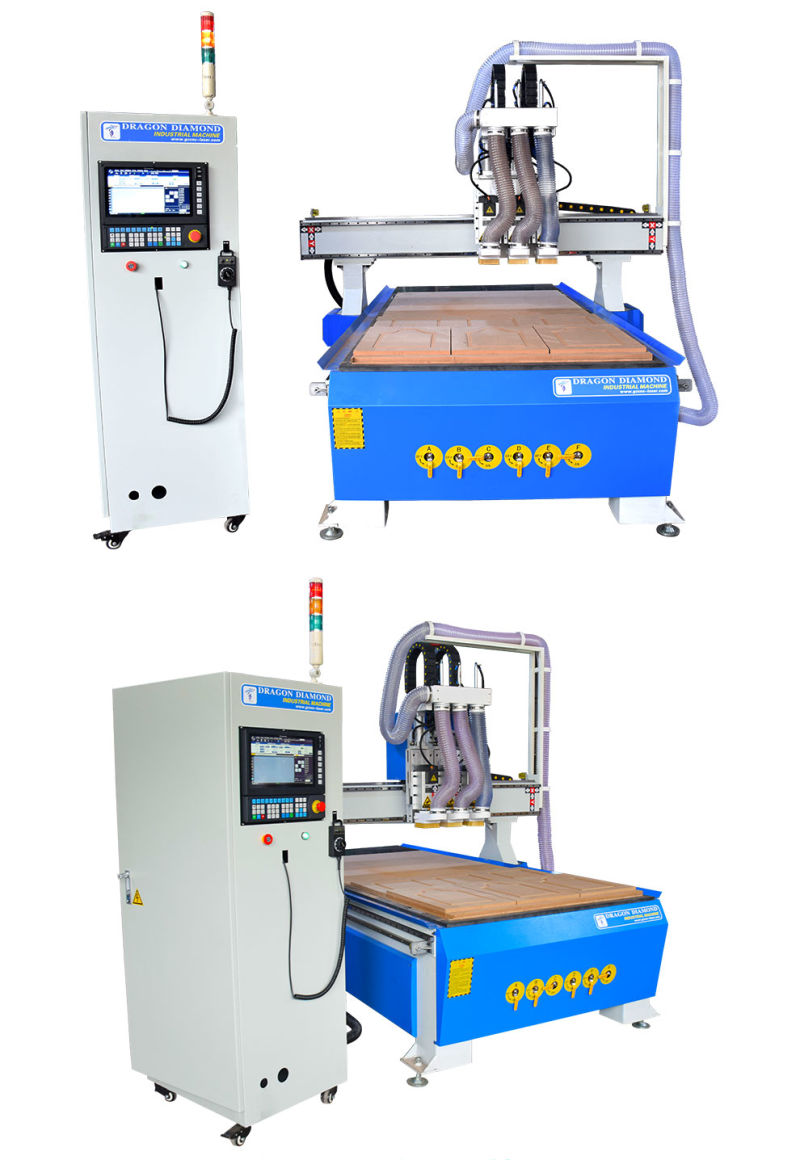 Industrial Furniture Cabinets 3 Head Pneumatic Engraving CNC Router 1325