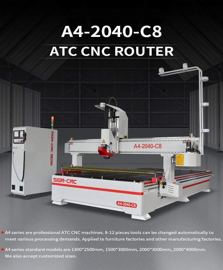 A4-2040-C8 Wood CNC Router Atc Machine Woodworking Router