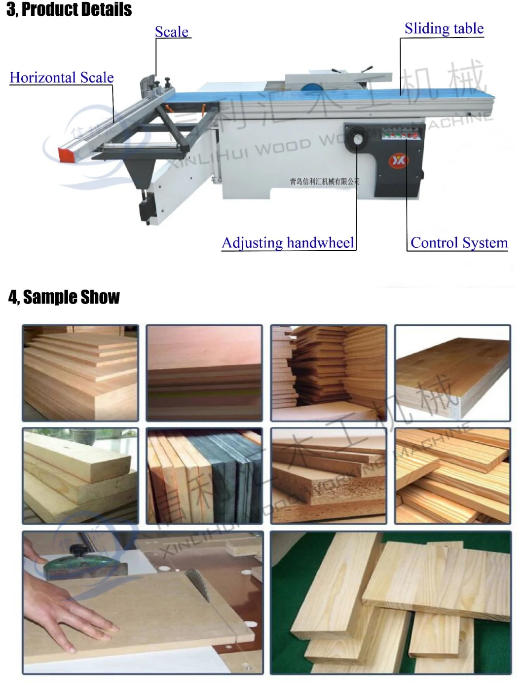 Two /Double Blades Wood Cutting Machine Precision Sliding Table Panel Saw Minisaw Cutting Machine for Wooden Cutting Machine