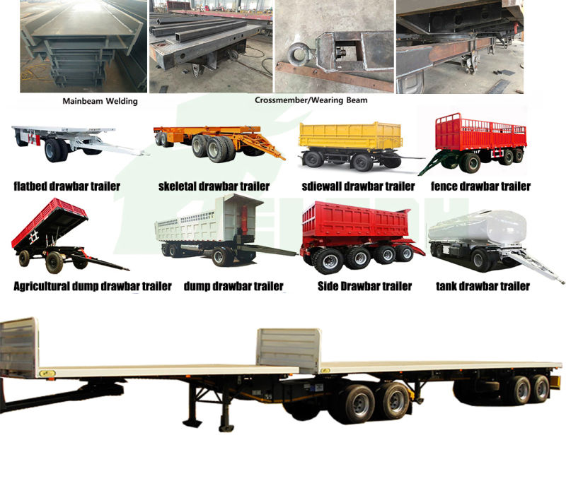 Double Towing 20FT 40FT Container Transport Heavy Duty Flat Bed Trailer
