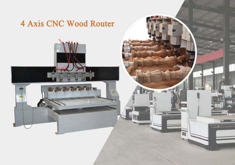 3D CNC Woodworking Engraving Machine, 4axis Rotary Wood CNC Router
