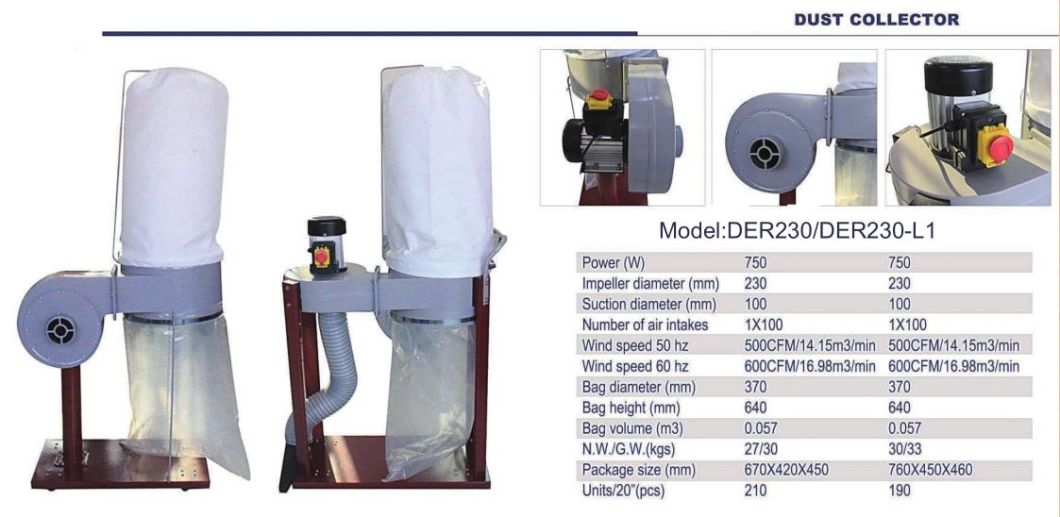 Industrial Dust Collector for Woodwork Machines/Dust Collector Vacuum Woodworking