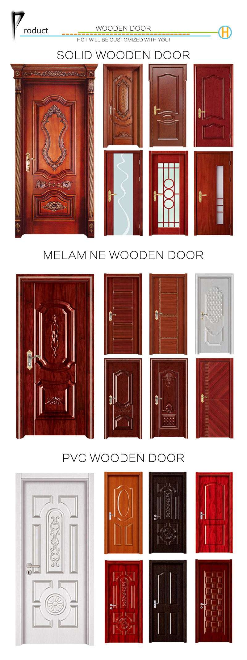 High Quality Carve Solid Wooden Door