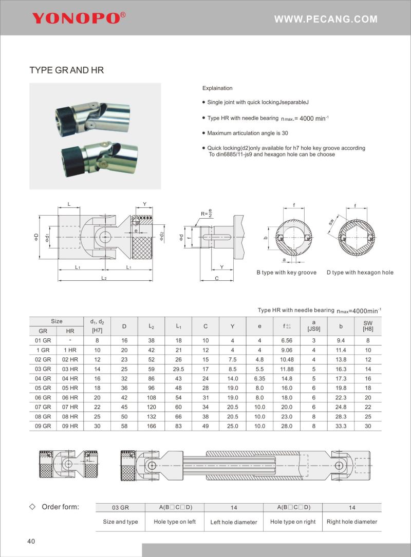04ha Needle Roller Type Retractable Universal Joint for Wooden Machine