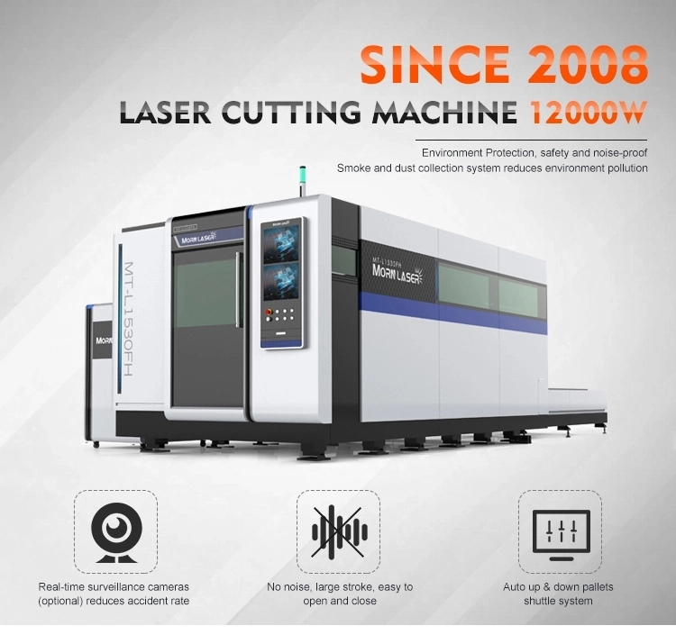 All Cover & Shuttle Table Aluminum Metal Sheet Cutting Ipg Raycus CNC Fiber Laser Machine 1530 2040 2560