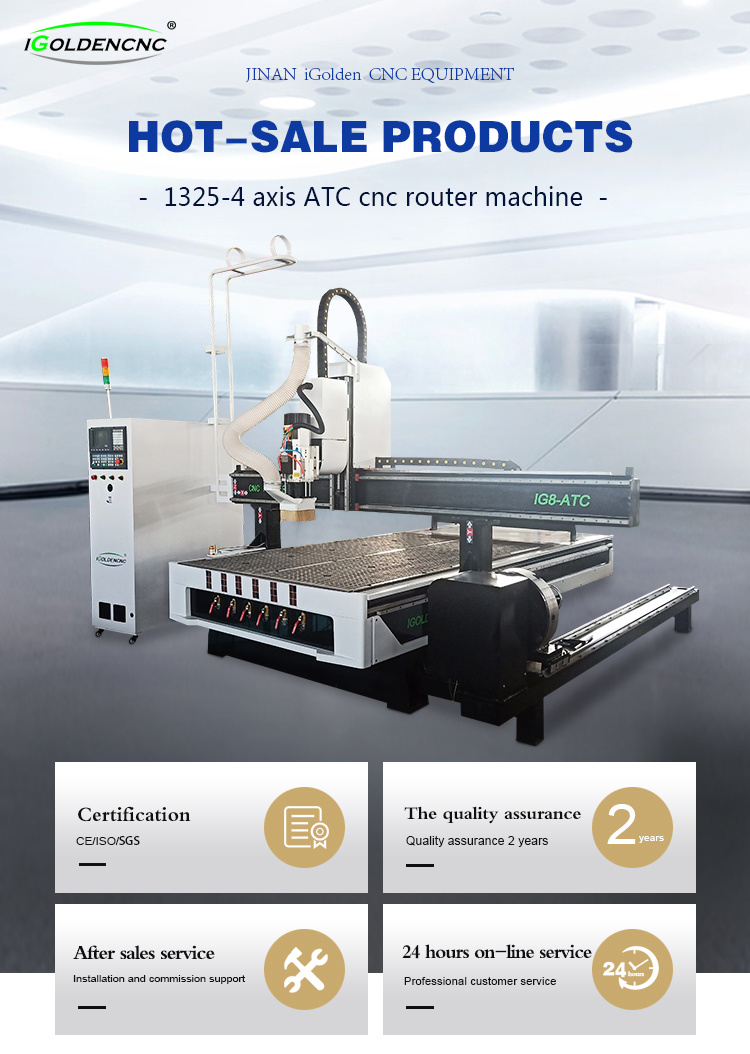 4axis Atc CNC Router, Woodworking CNC Router 1325 1530 with Rotary Spindles
