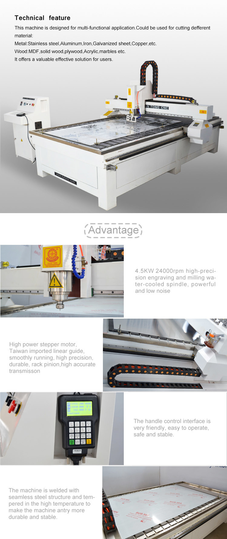 Multi Bmg-1325m 3D CNC Router Machine Price for Woodworking Advertisement Sign Metal Engraver Cutting