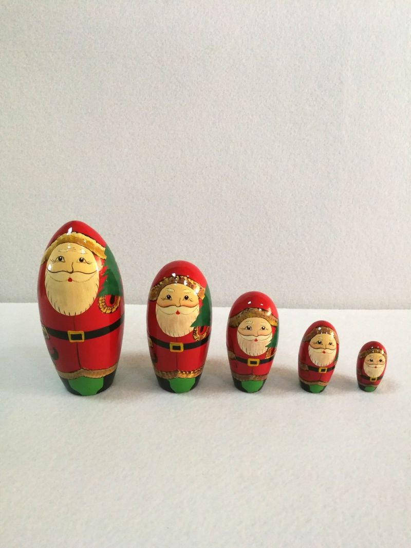 Wooden Christmas Nesting Dolls Gift & Decoration