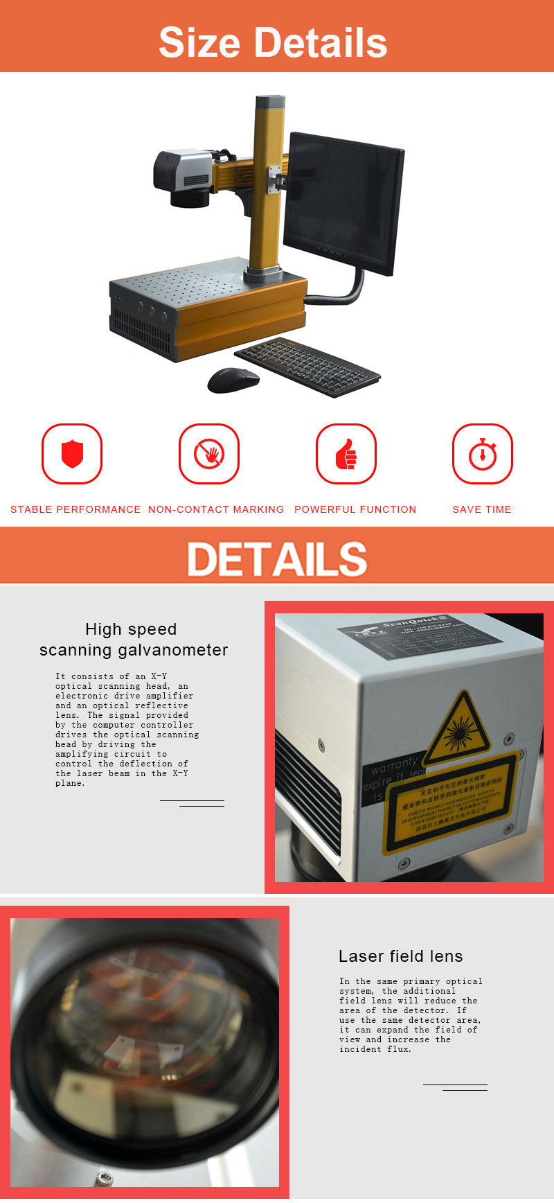 Laser Marking/Engraving/Engraver/Marker Machine for Metal/ Plastic Cup/Bearing/Auto Spare Parts/Jewelry 20W