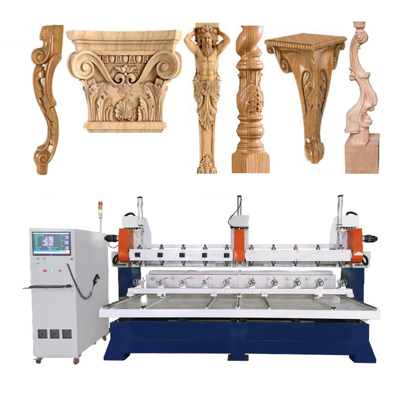 Atc CNC Routers Multi Head Woodworking Machine for 3D 4 Axis, CNC Router for Sofa Chair Table Staircase Legs