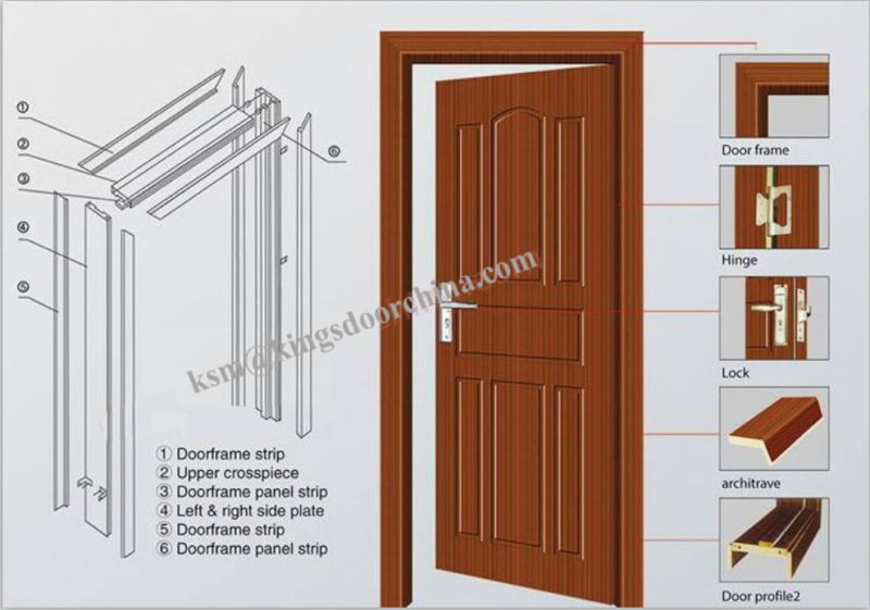 Solid Wood Interior Door Swing Flush Wooden Doors for Bedroom