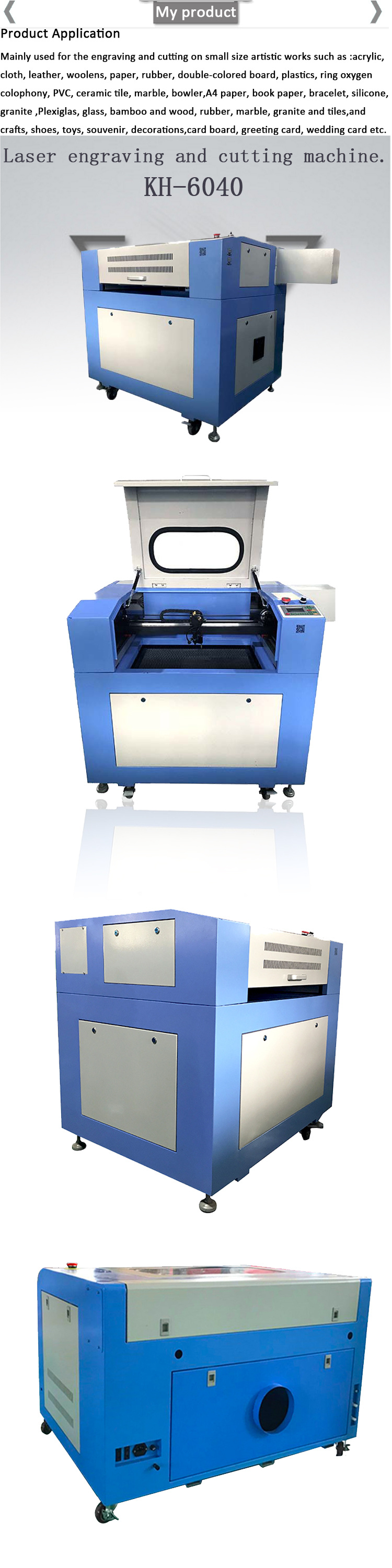 50W 60W 80W Laser Wood Engraving Cutting Machine 6040