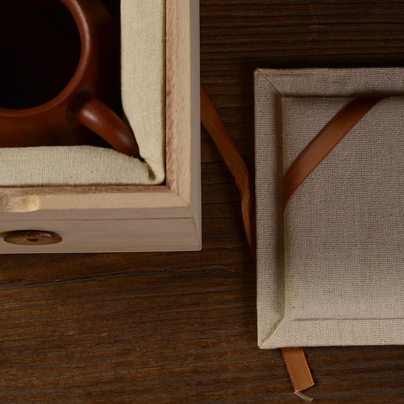Solid Wood Gift Box Wooden Storage Box Wood Craft Box for Tea Wood Box with Silk Ribbon