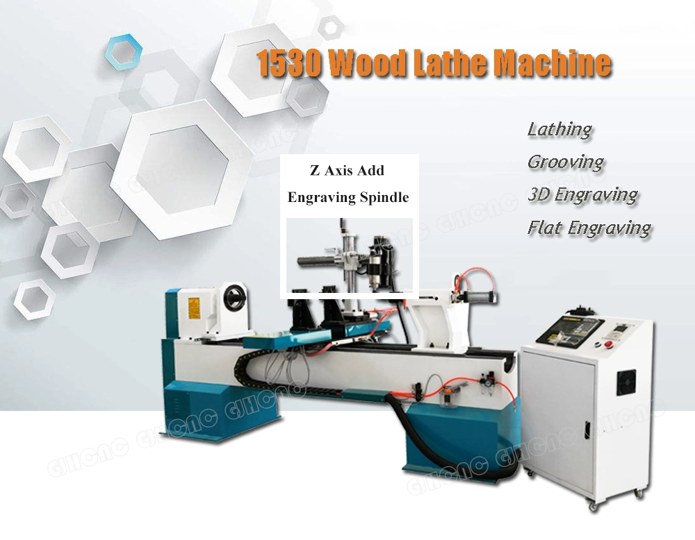 Wood Lathing, Grooving, 3D Engraving, Flat Engraving 1530 CNC Wood Turning Lathe Machine, Wood Lathe