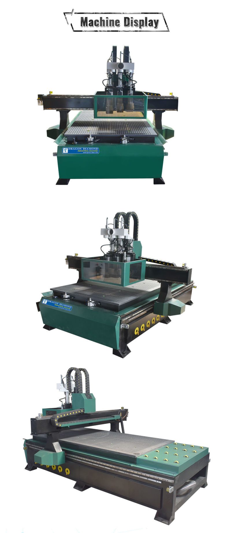 CNC Wood Router Multiple Spindle Safety Cover 1325 Engraving Machine with Feeding System
