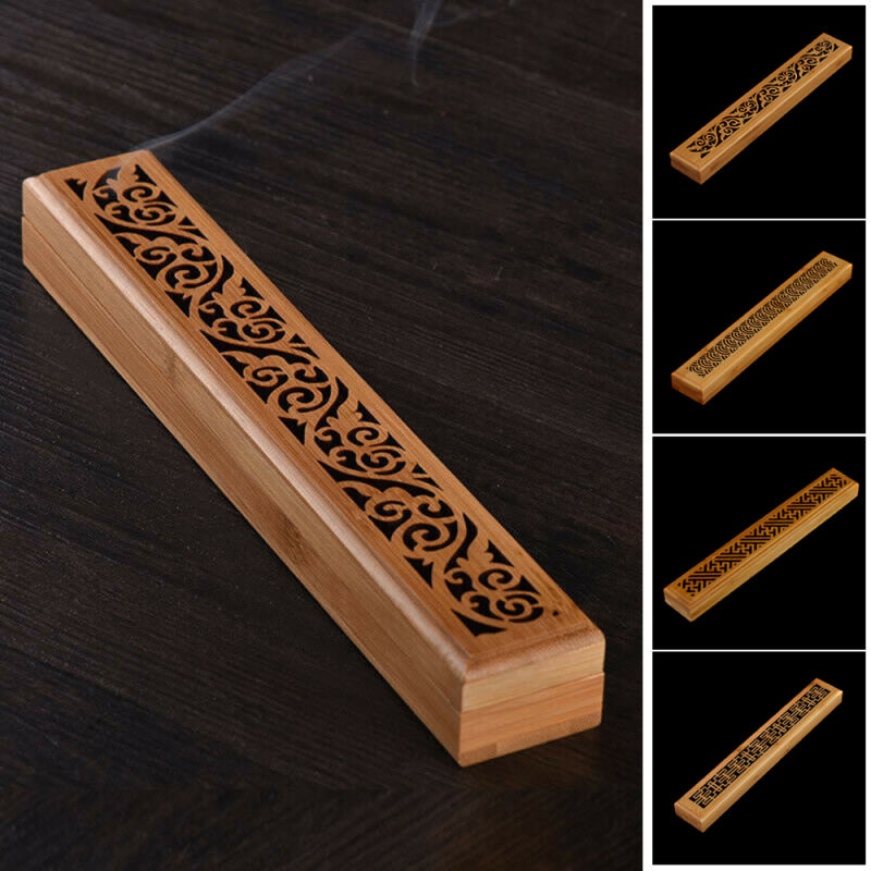 1PC Retro Natural Wooden Carving Flower Incense Censer Joss-Stick Inserted Holder Ash Catcher Aromatherapy Home Decor Crafts