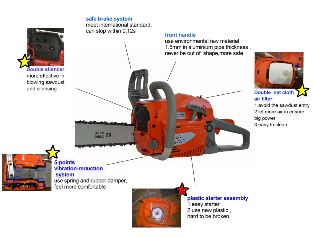 Portable Wood Cutting Machine 5820, Gasoline Chainsaw for Wood Cutting