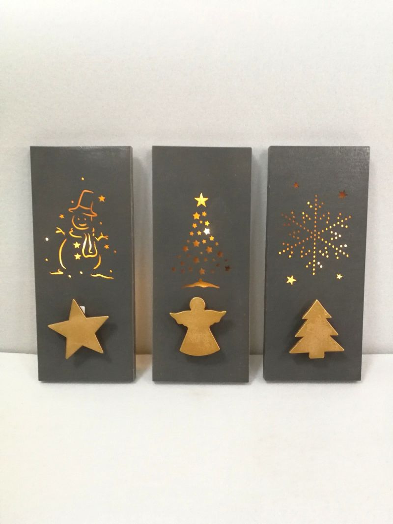 LED Laser Cutting Wooden Christmas Decoration with Clip
