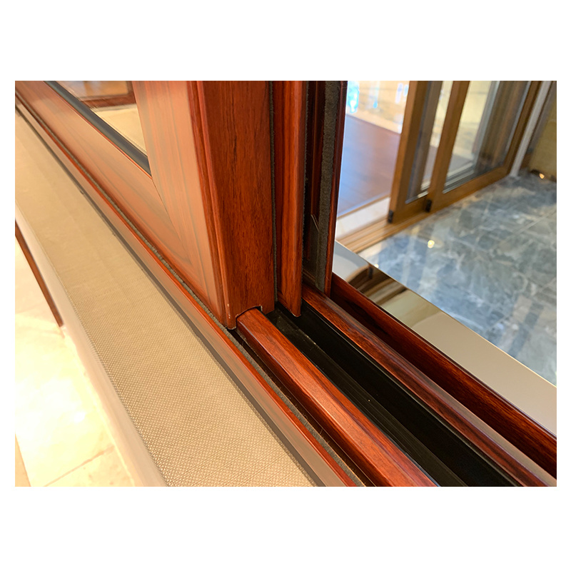Wooden Color Aluminium Kitchen Sliding Window with Small Size